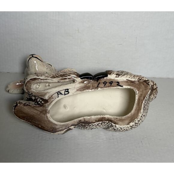 Vintage Scioto Ceramic Lamb Sheep Figurine Pottery Glazed Brown White 8"H x 9"L - Picture 8 of 12